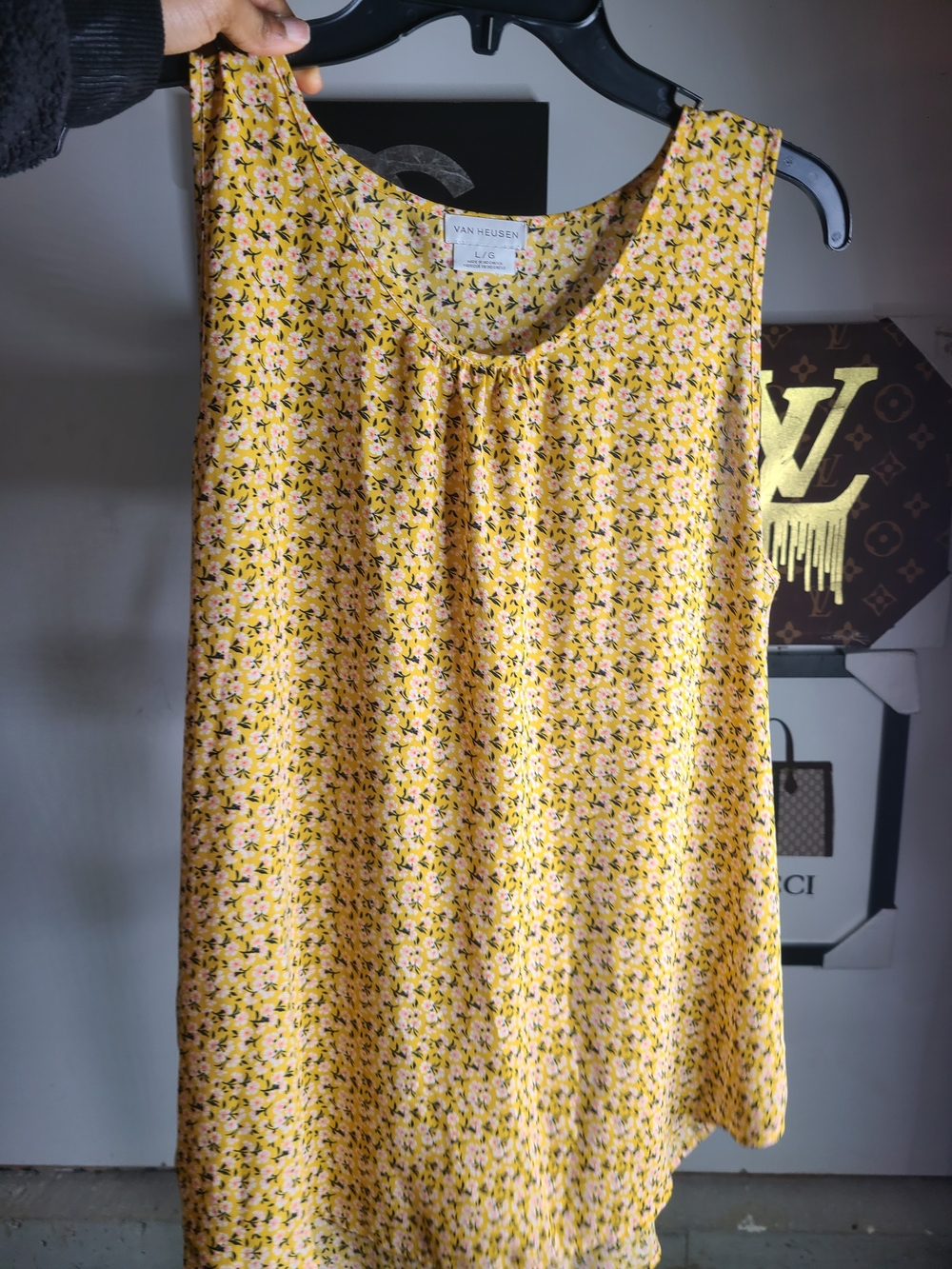 Van Heusen Yellow Floral Sleeveless Blouse